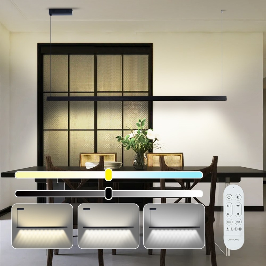 Immax NEO 07308L - hämardatav rippvalgusti kaablil MADEIRA LED/44W/230V Wi-Fi Tuya 202 cm must + kaugjuhtimispult