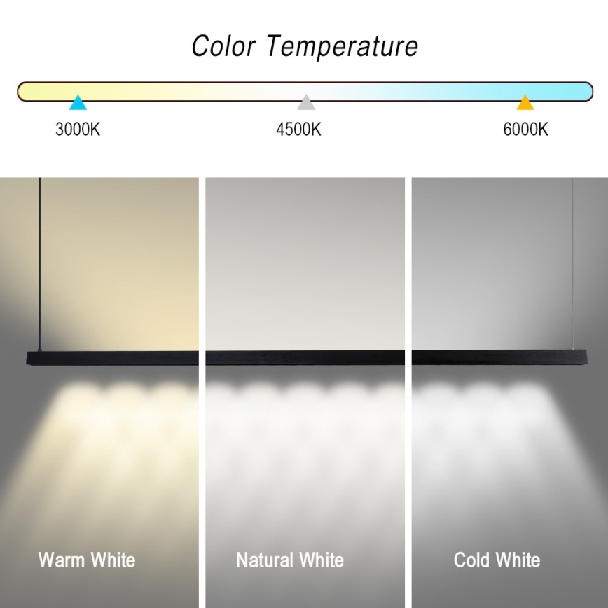 Immax NEO 07308L - hämardatav rippvalgusti kaablil MADEIRA LED/44W/230V Wi-Fi Tuya 202 cm must + kaugjuhtimispult