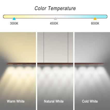 Immax NEO 07309L - LED-hämardatav rippvalgusti kaablil anduriga MADEIRA LED/37W/230V 157 cm pähkel