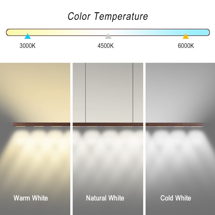 Immax NEO 07309L - LED-hämardatav rippvalgusti kaablil anduriga MADEIRA LED/37W/230V 157 cm pähkel