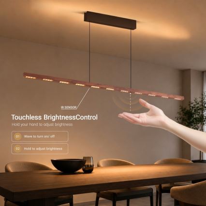 Immax NEO 07309L - LED-hämardatav rippvalgusti kaablil anduriga MADEIRA LED/37W/230V 157 cm pähkel