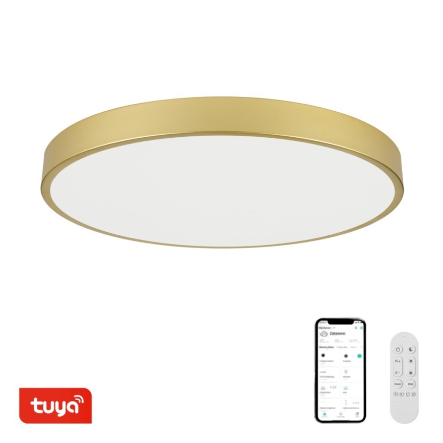 Immax NEO 07311L - LED-hämardatav laelamp SEMPLICI LED/96 W/230 V läbimõõt 80 cm Wi-Fi Tuya, kuldne + kaugjuhtimispult