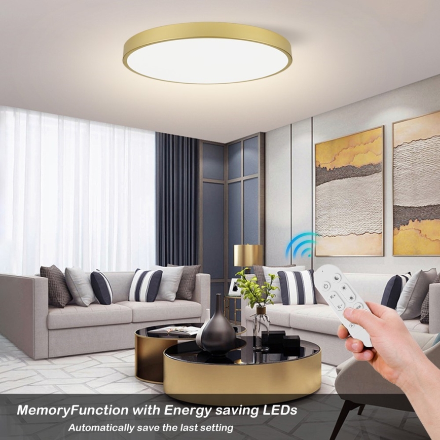 Immax NEO 07311L - LED-hämardatav laelamp SEMPLICI LED/96 W/230 V läbimõõt 80 cm Wi-Fi Tuya, kuldne + kaugjuhtimispult