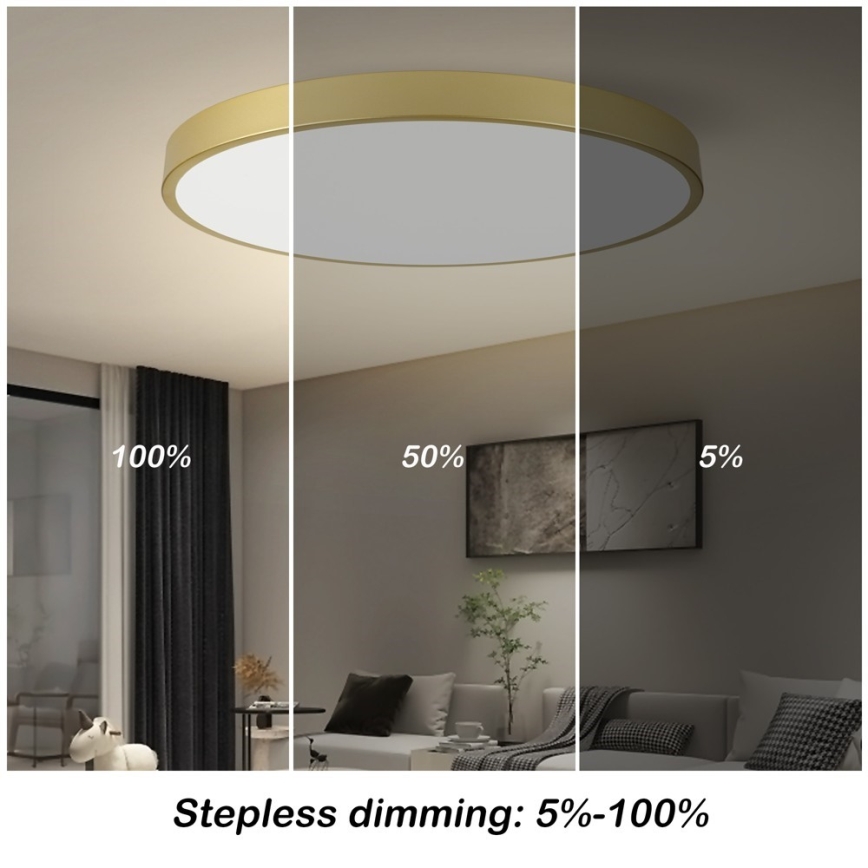 Immax NEO 07311L - LED-hämardatav laelamp SEMPLICI LED/96 W/230 V läbimõõt 80 cm Wi-Fi Tuya, kuldne + kaugjuhtimispult