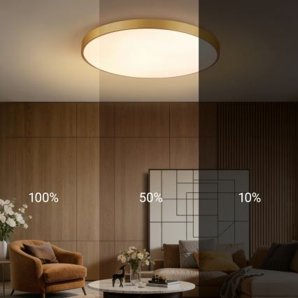 Immax NEO 07311L - LED-hämardatav laelamp SEMPLICI LED/96 W/230 V läbimõõt 80 cm Wi-Fi Tuya, kuldne + kaugjuhtimispult