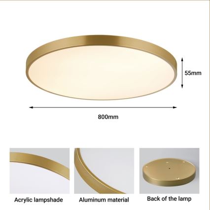 Immax NEO 07311L - LED-hämardatav laelamp SEMPLICI LED/96 W/230 V läbimõõt 80 cm Wi-Fi Tuya, kuldne + kaugjuhtimispult