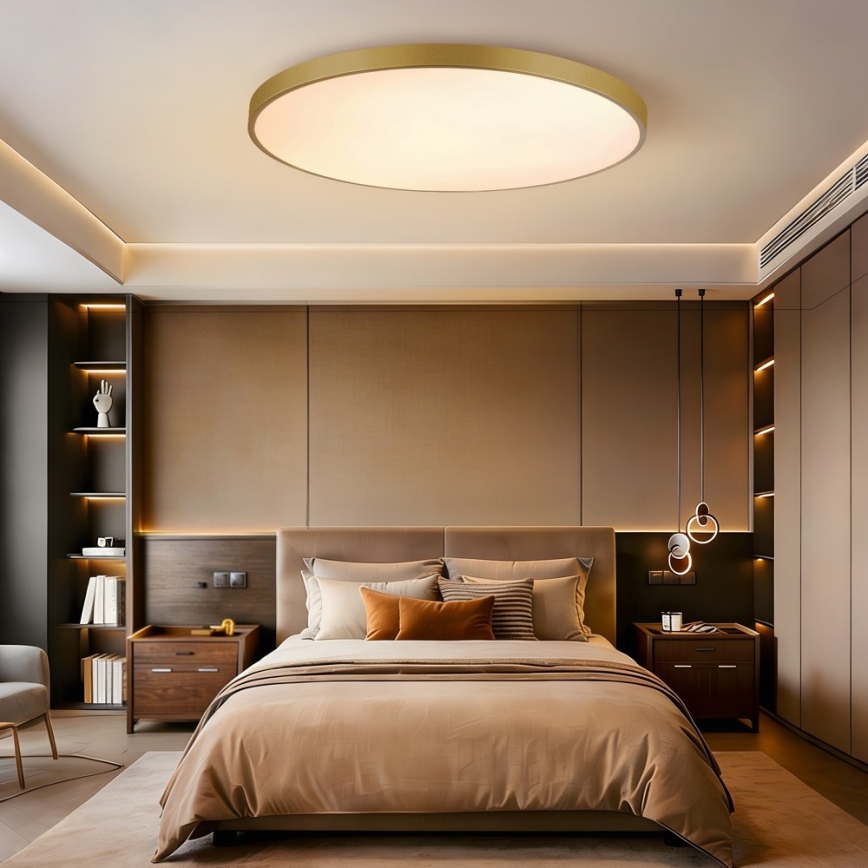 Immax NEO 07312L - hämardatav laelamp SEMPLICI LED, 128 W, 230 V, läbimõõt 100 cm, Wi-Fi Tuya, kuldne + kaugjuhtimispult