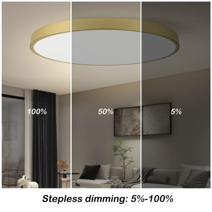 Immax NEO 07312L - hämardatav laelamp SEMPLICI LED, 128 W, 230 V, läbimõõt 100 cm, Wi-Fi Tuya, kuldne + kaugjuhtimispult