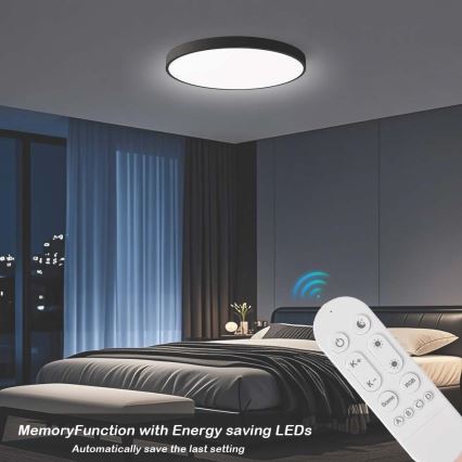 Immax NEO 07313L - LED hämardatav laevalgusti SEMPLICI LED/96W/230V, läbimõõt 80 cm, Tuya Wi-Fi, musta värvi + kaugjuhtimispult