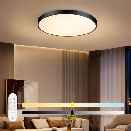 Immax NEO 07313L - LED hämardatav laevalgusti SEMPLICI LED/96W/230V, läbimõõt 80 cm, Tuya Wi-Fi, musta värvi + kaugjuhtimispult