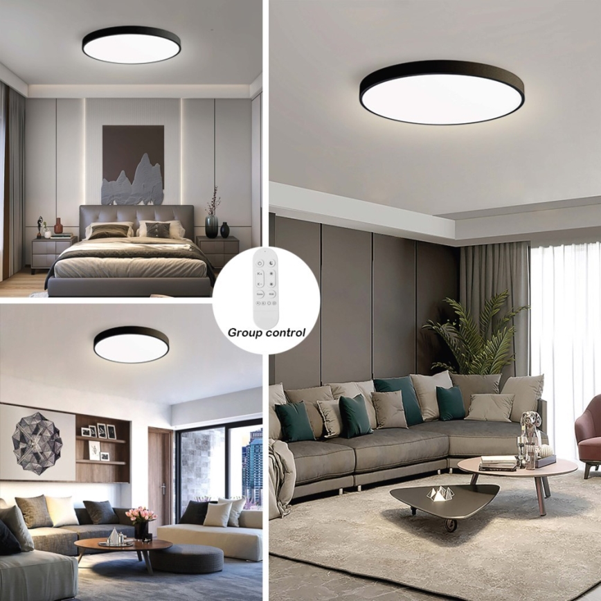 Immax NEO 07313L - LED hämardatav laevalgusti SEMPLICI LED/96W/230V, läbimõõt 80 cm, Tuya Wi-Fi, musta värvi + kaugjuhtimispult