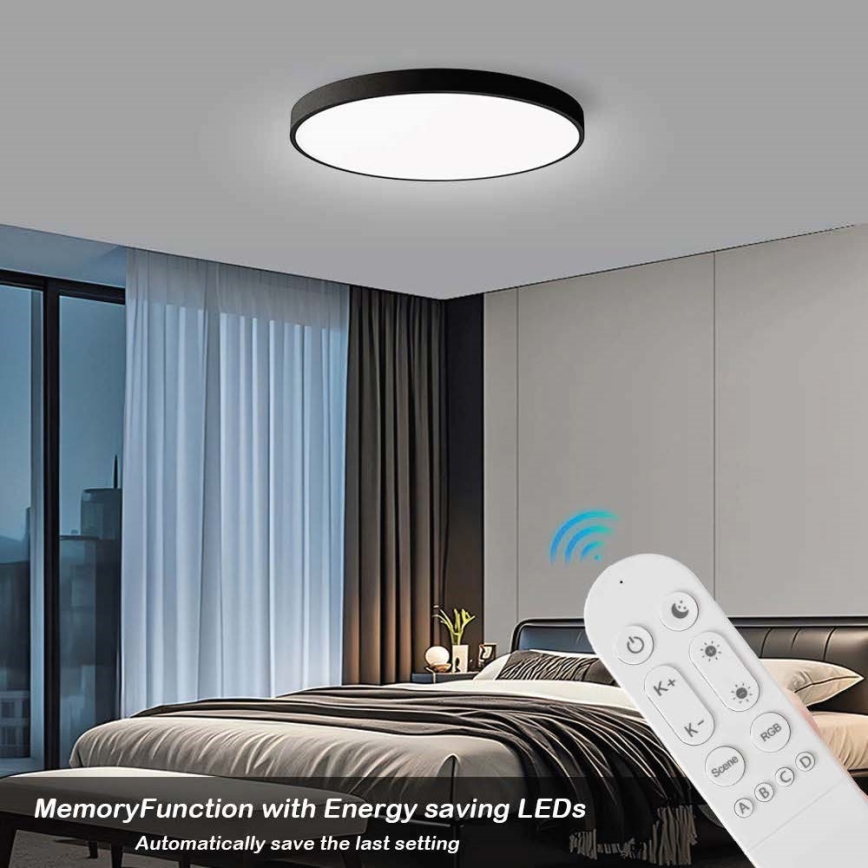 Immax NEO 07314L - LED-hämardatav laelamp SEMPLICI LED/128W/230V, läbimõõt 100 cm, Wi-Fi Tuya, must + kaugjuhtimispult