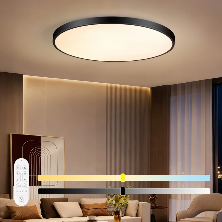 Immax NEO 07314L - LED-hämardatav laelamp SEMPLICI LED/128W/230V, läbimõõt 100 cm, Wi-Fi Tuya, must + kaugjuhtimispult