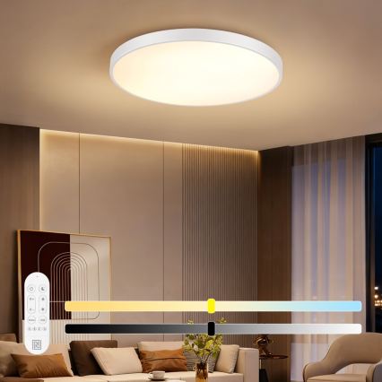 Immax NEO 07315L - LED hämardatav laelamp SEMPLICI LED/96W/230V läbimõõt 80 cm Wi-Fi Tuya valge + kaugjuhtimispult