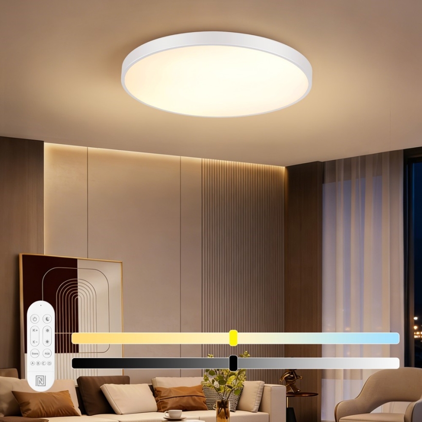 Immax NEO 07315L - LED hämardatav laelamp SEMPLICI LED/96W/230V läbimõõt 80 cm Wi-Fi Tuya valge + kaugjuhtimispult
