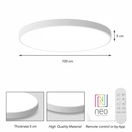 Immax NEO 07316L - Hämardatav LED laelamp SEMPLICI LED/128W/230V läbimõõt 100 cm Wi-Fi Tuya valge + kaugjuhtimispult