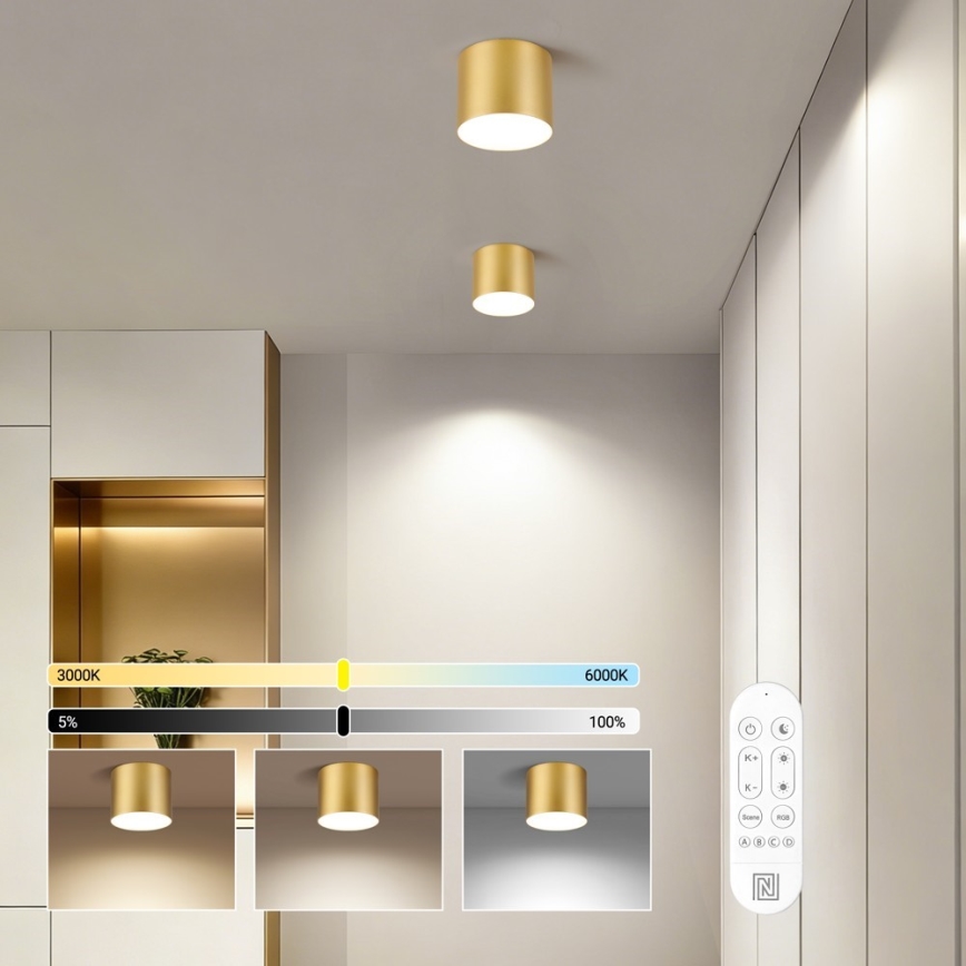 Immax NEO 07317L - Hämardatav LED laevalgusti RONDATE LED/18W/230V läbimõõt 11,5 cm Wi-Fi Tuya kuldne
