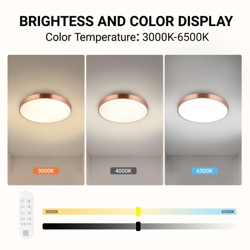 Immax NEO 07321L - LED hämardatav laelamp NEO LITE SEMPLICI LED/36W/230V läbimõõt 40 cm vaskne + kaugjuhtimispult