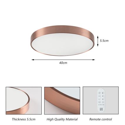 Immax NEO 07321L - LED hämardatav laelamp NEO LITE SEMPLICI LED/36W/230V läbimõõt 40 cm vaskne + kaugjuhtimispult