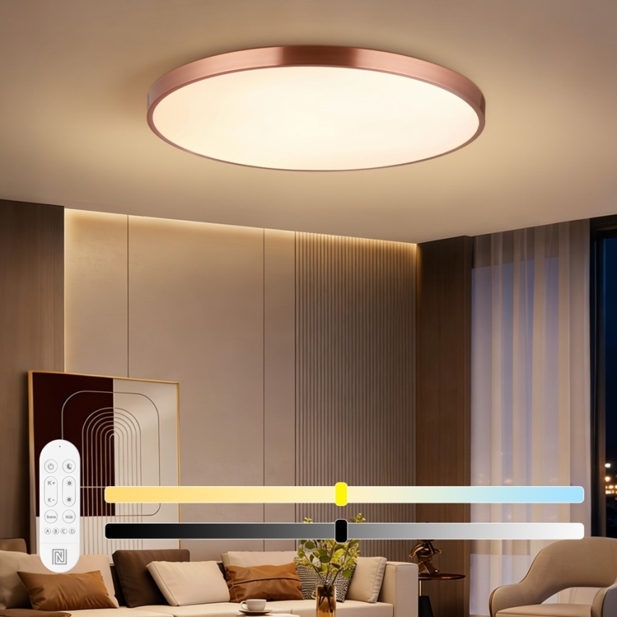 Immax NEO 07324L - LED-hämardatav laelamp SEMPLICI LED/128W/230V läbimõõt 100 cm Wi-Fi Tuya kuldne + kaugjuhtimispult