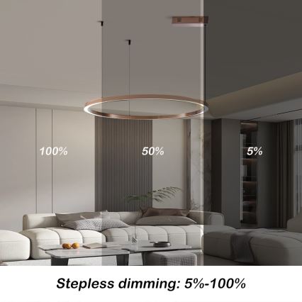 Immax NEO 07327L - LED-hämardatav lühter kaablil FINO LED/55W/230V 80 cm roosakuldne Tuya + kaugjuhtimispult