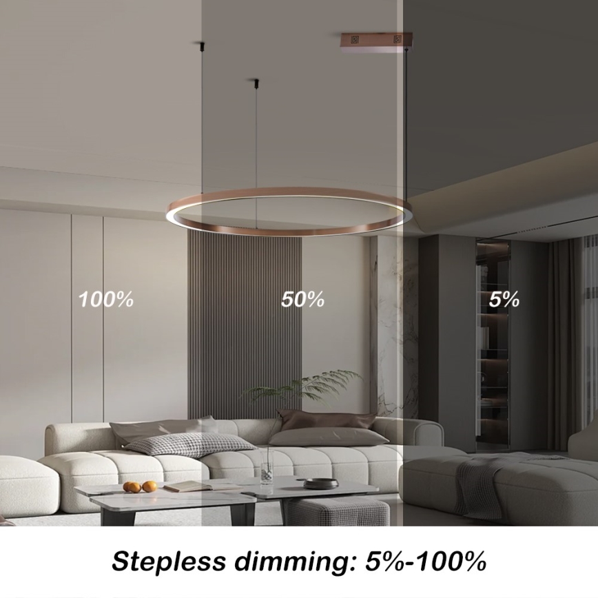 Immax NEO 07327L - LED-hämardatav lühter kaablil FINO LED/55W/230V 80 cm roosakuldne Tuya + kaugjuhtimispult