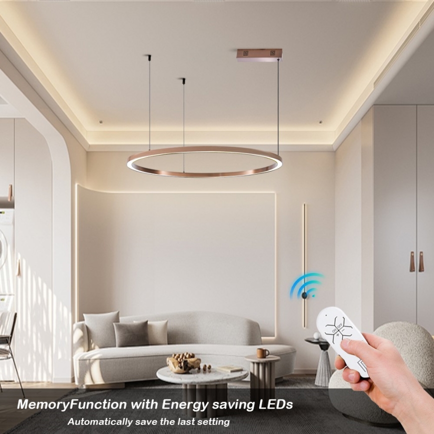 Immax NEO 07327L - LED-hämardatav lühter kaablil FINO LED/55W/230V 80 cm roosakuldne Tuya + kaugjuhtimispult