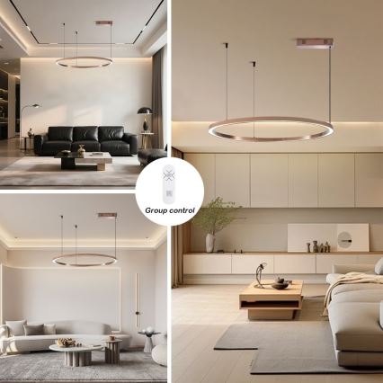 Immax NEO 07327L - LED-hämardatav lühter kaablil FINO LED/55W/230V 80 cm roosakuldne Tuya + kaugjuhtimispult
