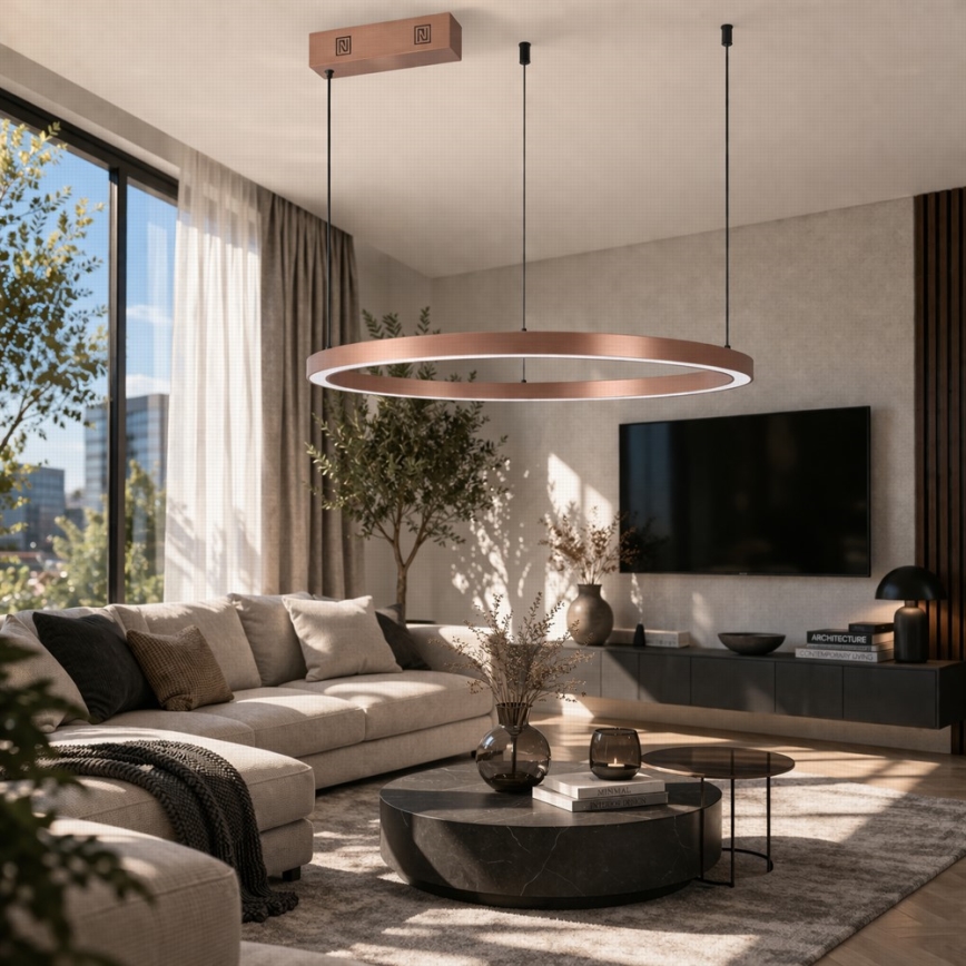 Immax NEO 07327L - LED-hämardatav lühter kaablil FINO LED/55W/230V 80 cm roosakuldne Tuya + kaugjuhtimispult