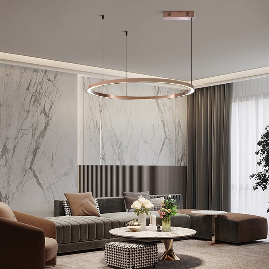 Immax NEO 07327L - LED-hämardatav lühter kaablil FINO LED/55W/230V 80 cm roosakuldne Tuya + kaugjuhtimispult