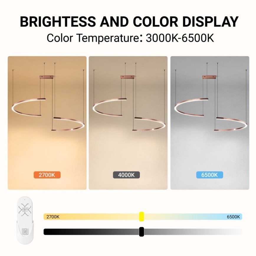 Immax NEO 07328L - FINO hämardatav LED-ripats riputuskaabliga LED/72W/230V 120 cm roosakuldne Tuya + kaugjuhtimispult