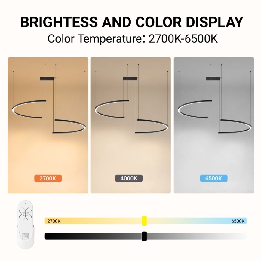 Immax NEO 07329L - LED hämardatav rippvalgusti kaablil FINO LED/72W/230V 120 cm must Tuya + kaugjuhtimispult