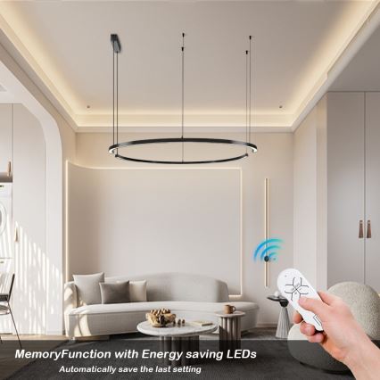 Immax NEO 07329L - LED hämardatav rippvalgusti kaablil FINO LED/72W/230V 120 cm must Tuya + kaugjuhtimispult