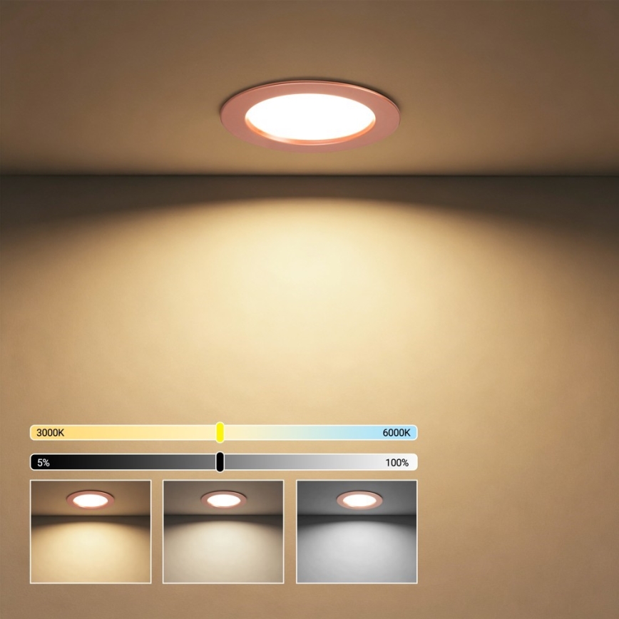 Immax NEO 07330L - hämardatav LED-sisseehitatud laevalgusti DOWN LED/12W/230V Wi-Fi Tuya Ø 12 cm roosakuld