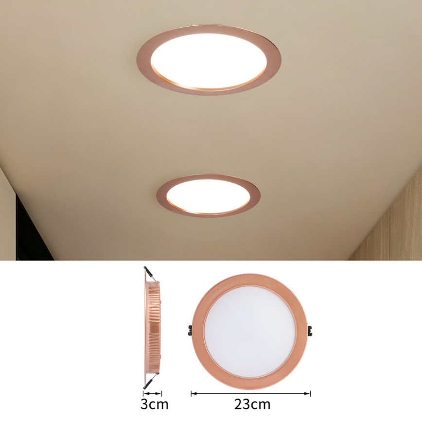 Immax NEO 07331L - hämardatav süvistatav DOWN LED/36W/230V Wi-Fi Tuya läbimõõt 23 cm roosakuldne