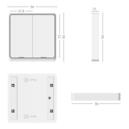 Immax NEO 07507C - KOMPLEKT 3 x 2 nupu lüliti SMART 3xCR2430 Zigbee 3.0 Tuya