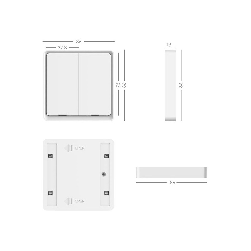 Immax NEO 07507C - KOMPLEKT 3 x 2 nupu lüliti SMART 3xCR2430 Zigbee 3.0 Tuya