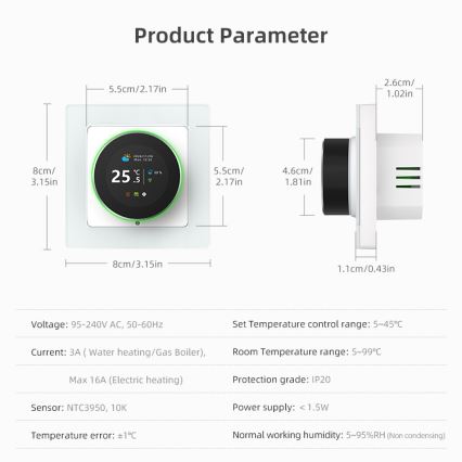 Immax NEO 07534L - Nutikas põrandakütte termostaat 230V/3A Wi-Fi Tuya
