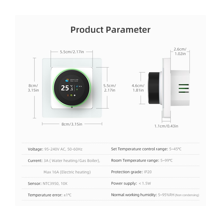Immax NEO 07534L - Nutikas põrandakütte termostaat 230V/3A Wi-Fi Tuya