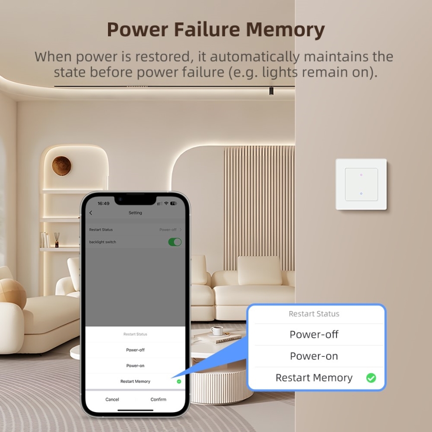 Immax NEO 07539L - Kahe nupuga nutikas lüliti 230 V, Wi-Fi, Tuya