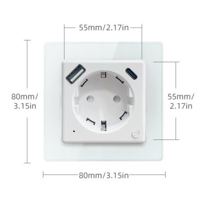 Immax NEO 07552L - Nutikas pistikupesa F 16A/230V + 1xUSB-A+1xUSB-C PD 20W Tuya