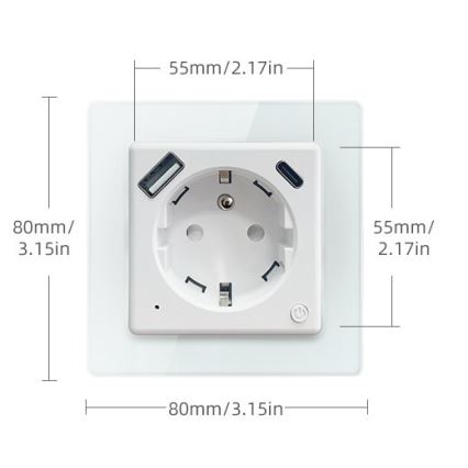 Immax NEO 07553L - Nutikas pistikupesa E 16A/230V + 1xUSB-A+1xUSB-C PD 20W Tuya