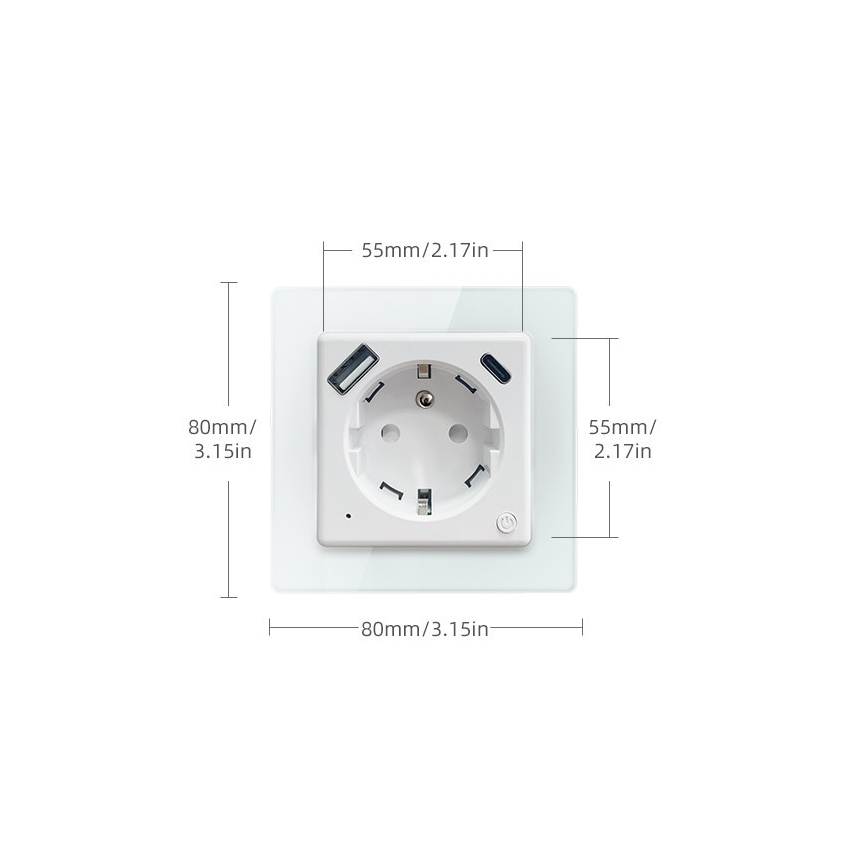 Immax NEO 07553L - Nutikas pistikupesa E 16A/230V + 1xUSB-A+1xUSB-C PD 20W Tuya
