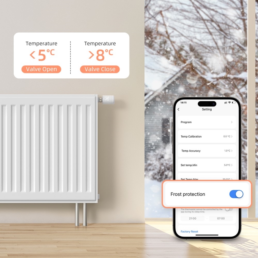 Immax NEO 07554L - Termostaatventiili pea 3×AA