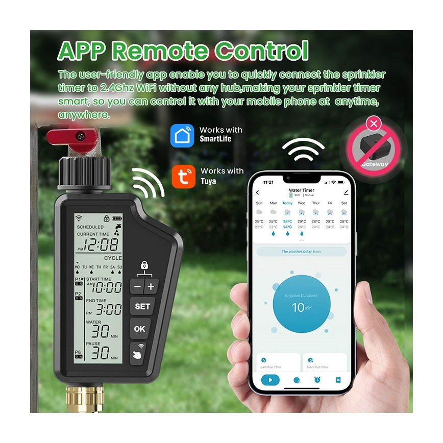 Immax NEO 07556L - Kastmisventiil 4xAA IP65 Wi-Fi Tuya