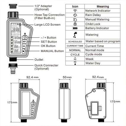 Immax NEO 07556L - Kastmisventiil 4xAA IP65 Wi-Fi Tuya