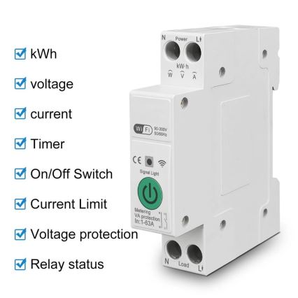 Immax NEO 07574L - Nutikas kaitselüliti 1-faasiline 1-63A Wi-Fi Tuya