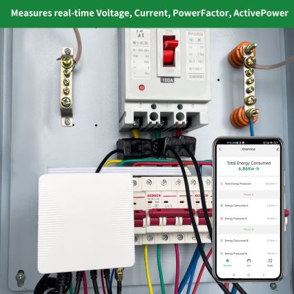 Immax NEO 07581L -Nutikas kolmefaasiline energiakulu mõõtja Wi-Fi Tuya
