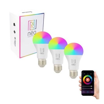 Immax NEO 07712C - KOMPLEKT 3x LED RGB+CCT Hämardatav pirn NEO LITE Wi-Fi Smart E27/9W/230V 2200-6500K