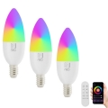 Immax NEO 07716CDO - KOMPLEKT 3x LED RGB+CCT Hämardatav pirn E14/6W/230V Wi-Fi Tuya + kaugjuhtimispult